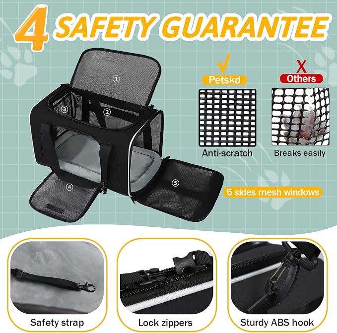 Petskd Pet Carrier 17x13x9.5 Southwest Airline Approved, Pet Travel Carrier Bag - Image 5