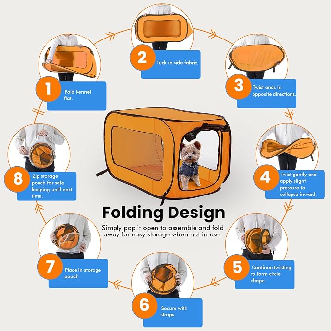 Beatrice Home Fashions Portable, Collapsible, Pop Up Kennel Travel Cat and Dog - Image 5