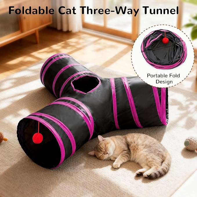 Tempcore Pet Tube Toys 3 Way Collapsible, Cat Tunnels - Image 4