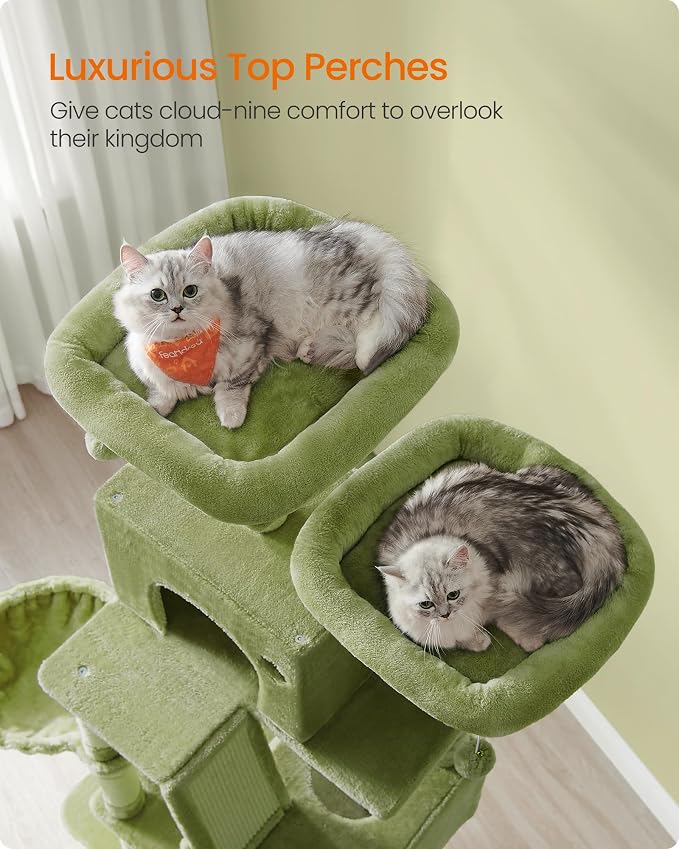 Feandrea Cat Tree, 81.1-Inch Large Cat Tower, 2 Perches, 2 Caves - Image 3