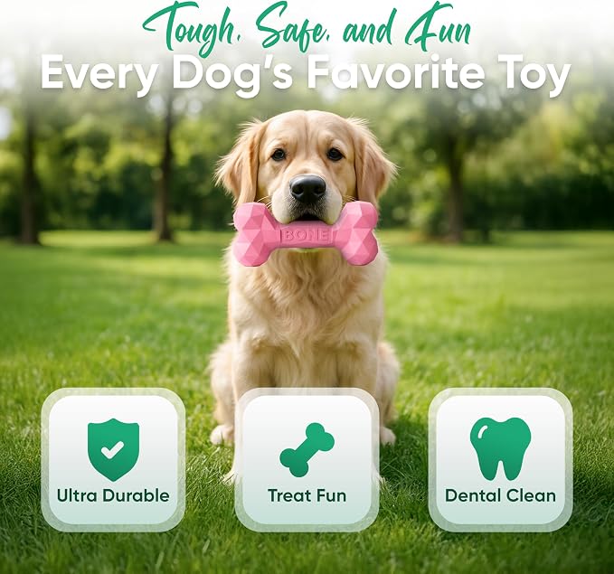 Natural Rubber Dog Chew Bone – Treat-Dispensing, Tough & Indestructible Chew - Image 3