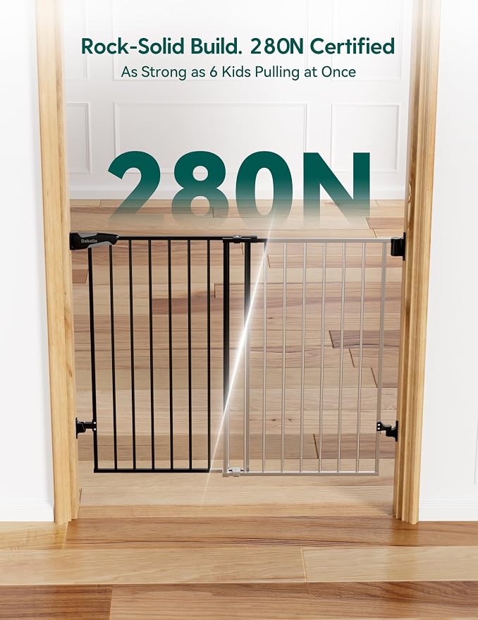 Babelio Baby Gate for Stairs, Kitchen & Doorways, No Bottom Bar| Easy Install| - Image 4
