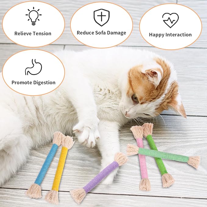 Retro Shaw Kitten Toys 4Pcs, Cat Chew Ropes - Image 5