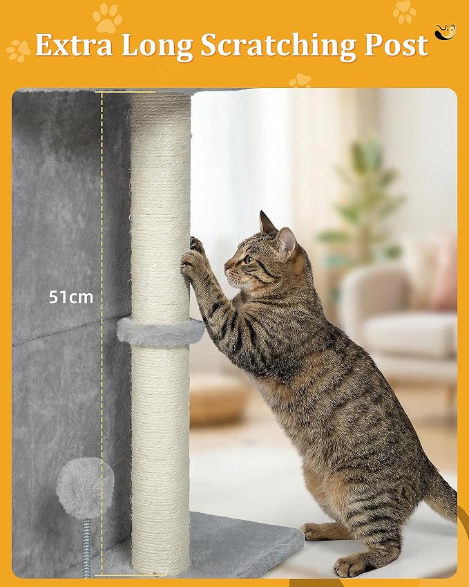 24in Cat Tree Tower with Scratching Post, 19 * 16.5in Window Perch Bed - Image 4