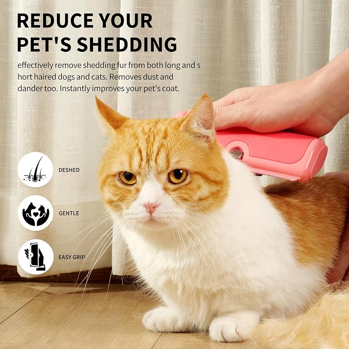 Cat & Small Pet Deshedding Brush & Shedding Blade, Gentle Undercoat Grooming - Image 2