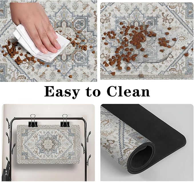 2 Pack Dog Food Mats for Floors, Absorbent and Quick-Drying Pet Cat Food Mat - Image 4