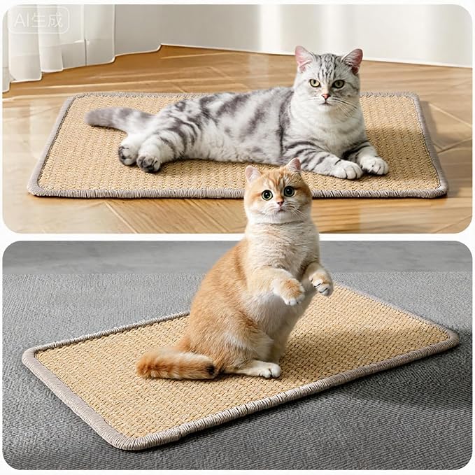 4 PCS Carpet Cat Scratching Mat Sisal, 15.7 x 7.8 inch Natural Sisal Cat - Image 5