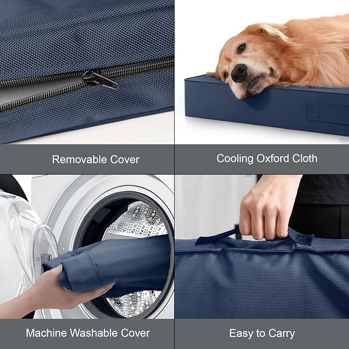Outdoor Large Washable Dog Bed, Orthopedic Egg Crate Foam Dog Crate Mat - Image 6