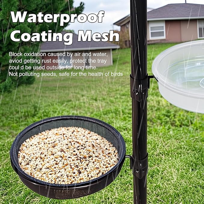 Bird Feeder Station with Metal Mesh Tray and Water Bowl - Image 4