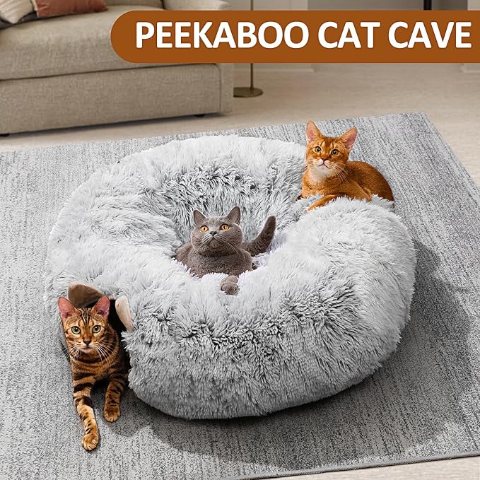 Cat Tunnel with Cat Bed for Indoor Cats, Under Christmas Tree Soft Plush - Image 8