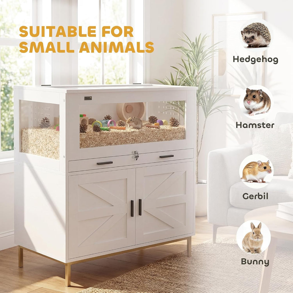 PawHut Hamster Cage with Storage Cabinet, 30in x 19.5in x 36in - GlobalHabitat Supply