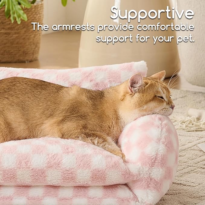 Hollypet Cat Bed Fluffy Plush Mutifuctional Double-Layer Soft Pet Couch - Image 4