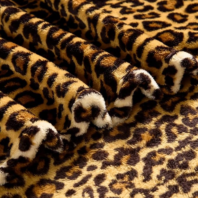 Bnuitland Leopard Print Fleece Flannel Throw Blanket, Super Soft 300 GSM Double - Image 4
