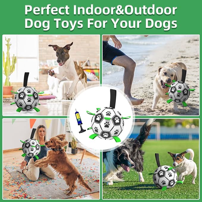 QDAN Dog Soccer Balls Toy with Bell Inside, Outdoor Interactive Dog Toys - Image 5