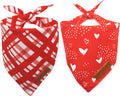 Realeaf Valentine's Day Dog Bandanas 2 Pack, Reversible Red Plaid Heart Dog by Realeaf