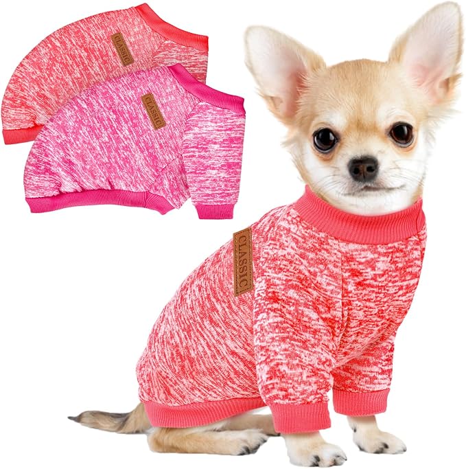 2 Pcs Dog Sweaters for Small Dogs Girl Boy Winter Fleece Clothes Warm Soft Dog by BAOBICUTE