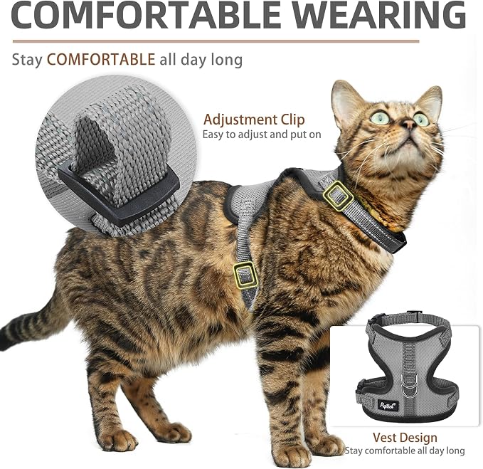 PUPTECK Cat Harness and Leash Set Escape Proof, Reflective Adjustable Soft Mesh - Image 4