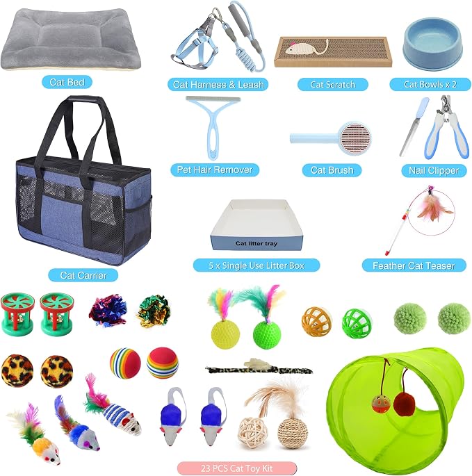 39PCS Kitten Starter Kit, Cat Supplies, Featuring 23-Piece Toy Set, Single-use - Image 2