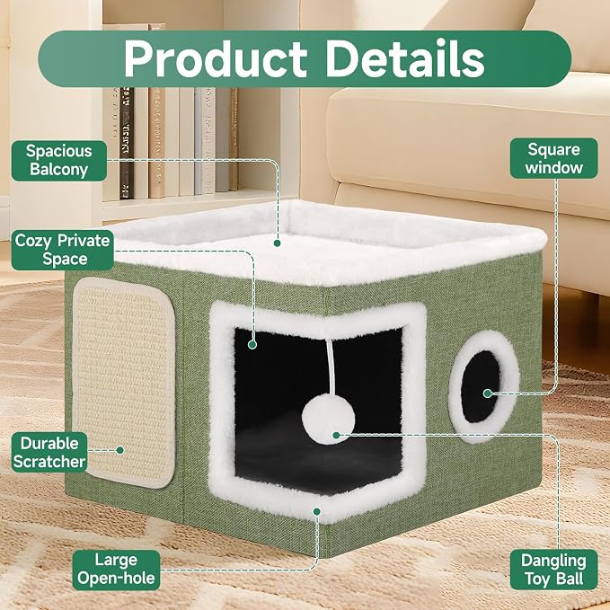 Shikha Cat Beds for Indoor Cats, Large Cat Cave - Image 7