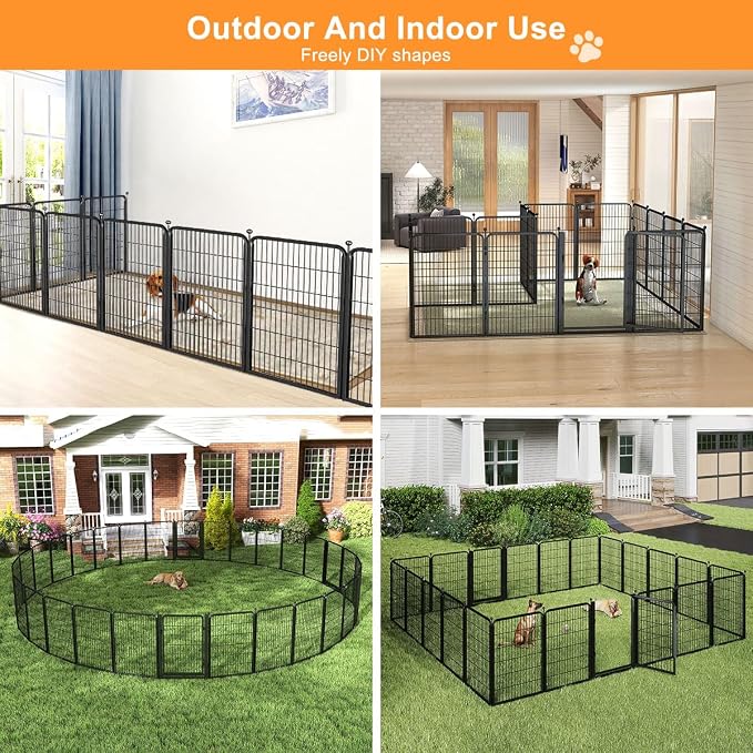 Dog Fence Outdoor Pens Outside, Portable Dog Play Pen 40" H 12 Panels Pet - Image 3