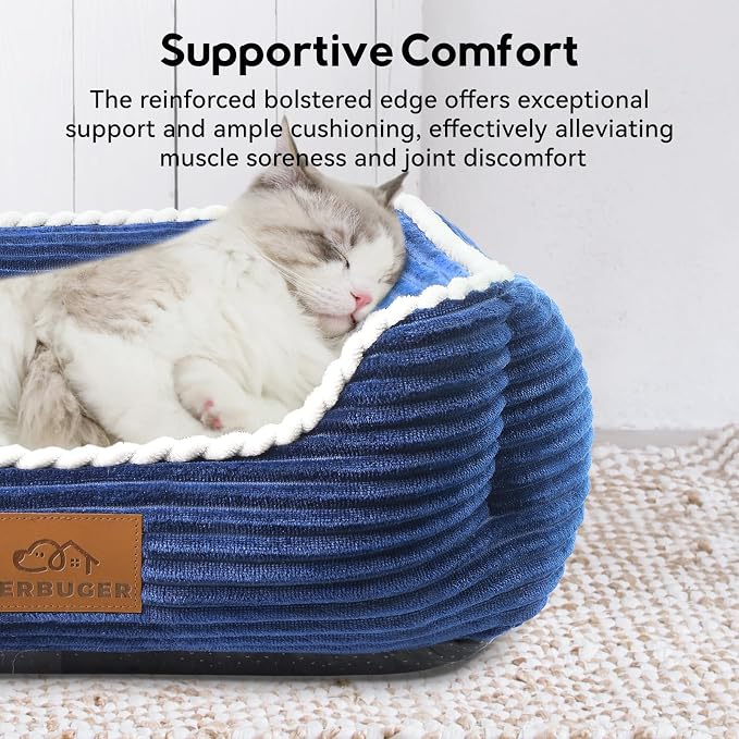 Cat Dog Bed for Pets, Rectangle Pet Bed Gift for Puppy and Kitten, Machine - Image 2