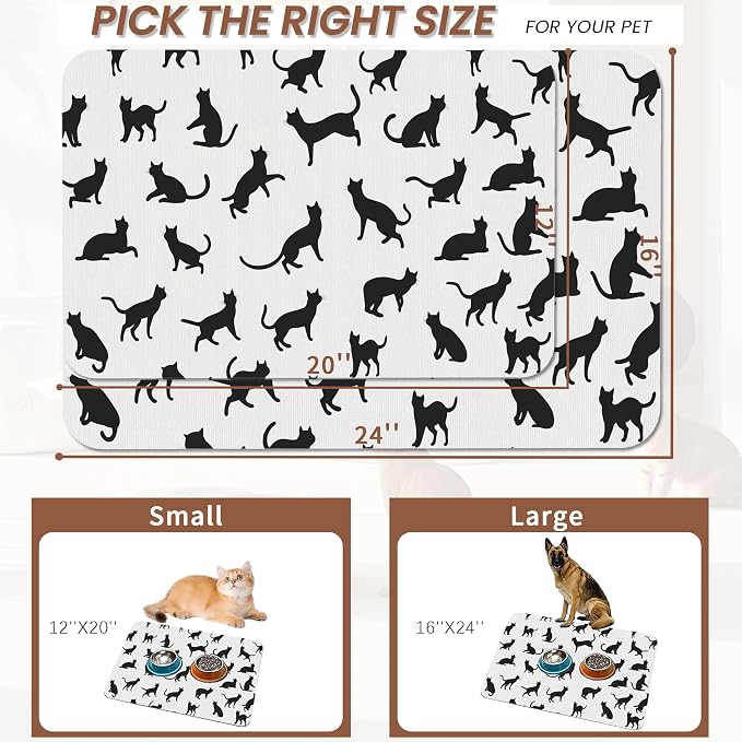 Funny Black Cat Dog Food Mat, Absorbent Pet Feeding Mat - Image 2