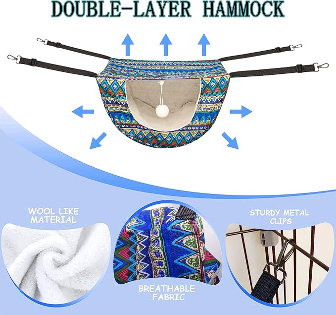 JSPYFITS Cat Cage Hammock with Ball, Double Layer Hanging Adjustable Soft Pet - Image 3