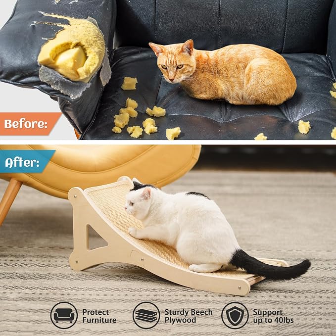 PETKARAY Curved Cat Scratcher, Sisal Kitty Scratching Ramp, L Shape Scratch Pad - Image 5