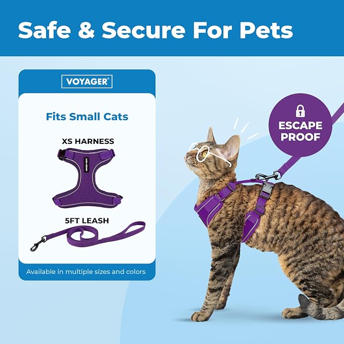 Voyager Escape-Proof Step-in Lock Cat Harness & 5ft Neoprene-Handle Leash Set - Image 2