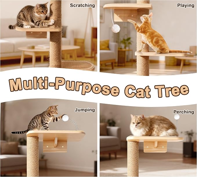 Wild Simulation Cat Tree for Kittens, 5-Level Floor to Ceiling Cat Wall Shelves - Image 3