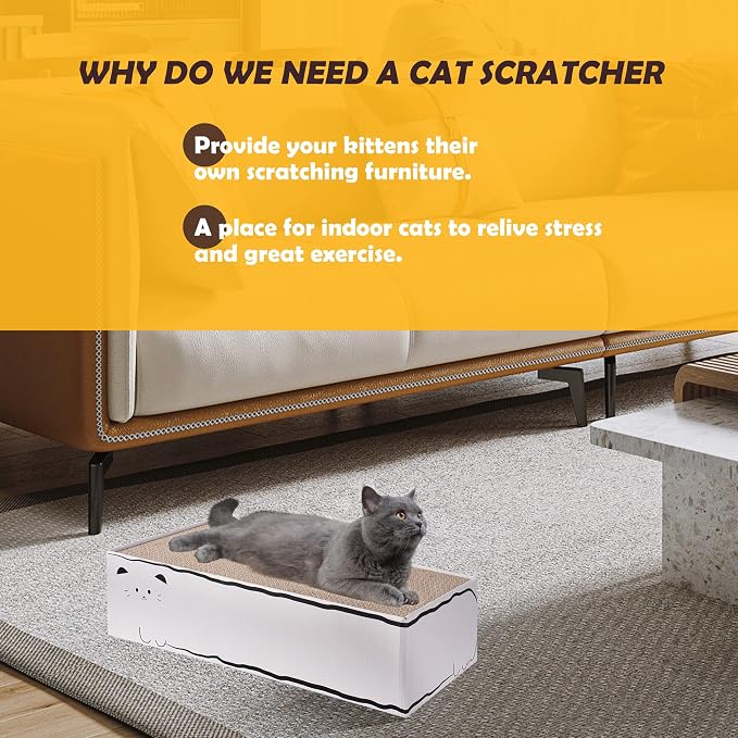 Cat Scratcher, 17.3"L x 7.9"W x 4.7"H, Reversible Design - Image 6