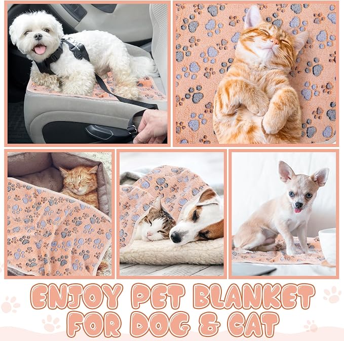 Chumia 40 Pcs Blankets Soft Fluffy Fleece Washable Pet Dog Sleep mat Paw Print - Image 6
