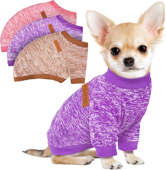 3 Pack Dog Sweaters for Small Dogs Girl Boy Winter Fleece Clothes Warm Soft Dog by BAOBICUTE