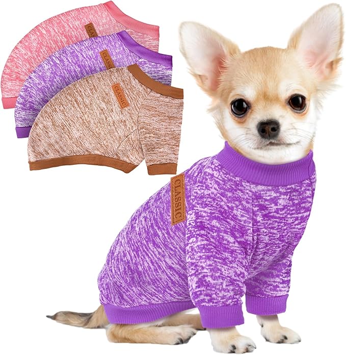 3 Pack Dog Sweaters for Small Dogs Girl Boy Winter Fleece Clothes Warm Soft Dog by BAOBICUTE