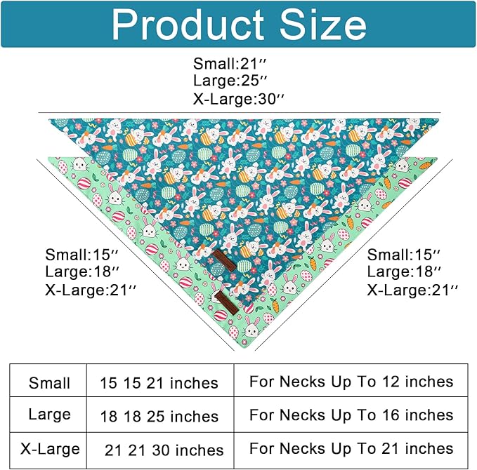 ARING PET Easter Dog Bandana 2 Pack-Cute Green Easter Eggs Dog Bandanas - Image 3