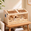 32" Large Wooden Hamster Cage with Acrylic Panel - GlobalHabitat Supply