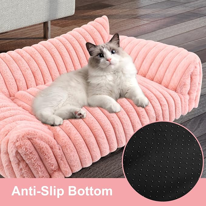 Cute Cat Couch Bed for Indoor Cats, Fluffy Pet Cat Sofa - Image 6