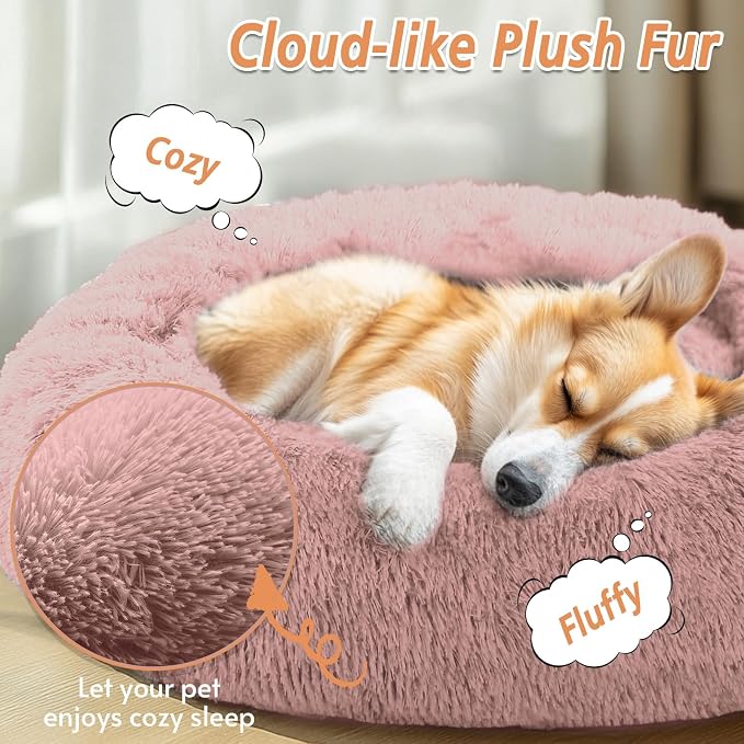 JOLLYVOGUE Calming Dog Bed Medium Size Dog, Anti-Anxiety Donut Medium Pet Bed - Image 2