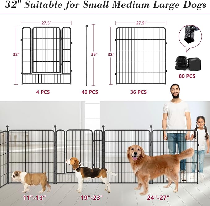 Dog Playpen 32 inch 40 Panels Indoor Outdoor Dog Pen - Image 3