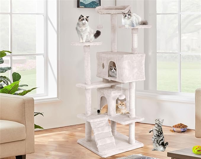 Heavy Duty Cat Tree Tower, Cat Condo, Hanging Ball by BORGEBY