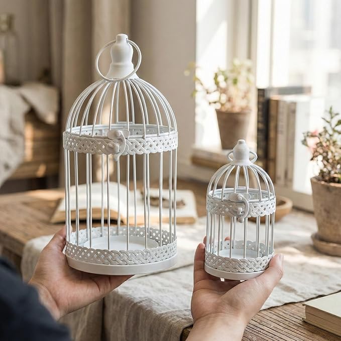 Vela Lanterns Bird Cage Decor Candle Holder Lantern Decorative Wedding Table - Image 4