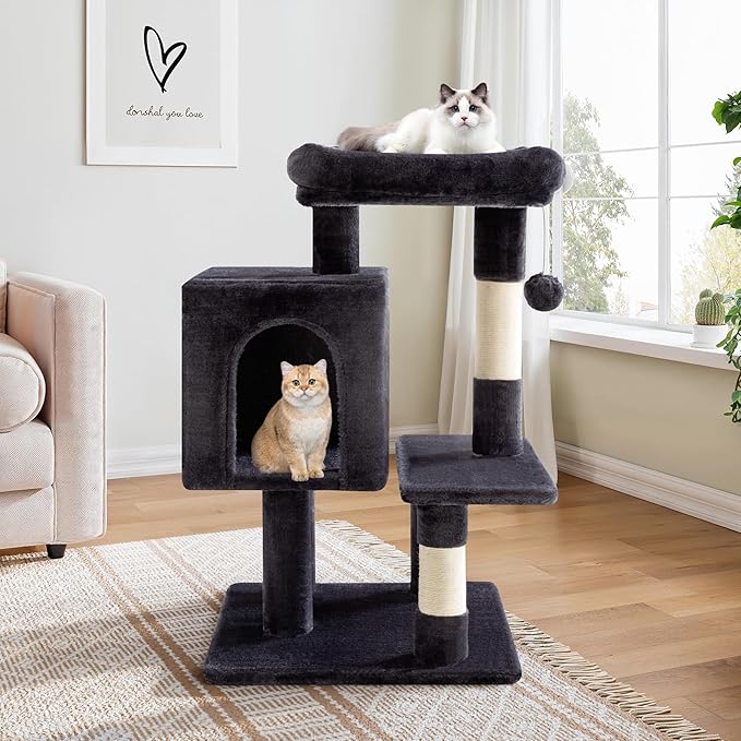 Allewie 29 Inches Cat Tree Tower/Plush Perches Platform/Condo/House/Sisal by Allewie