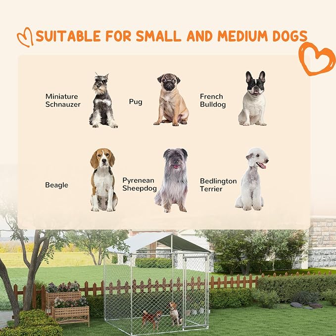 PawHut Outdoor Dog Kennel, Heavy Duty Dog Run Outdoor Fence - Image 3