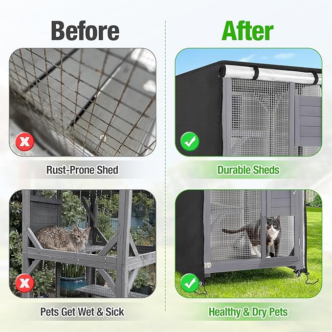 Kingling Outdoor Cat House Cover, Waterproof and Dustproof Protection Cover - Image 3