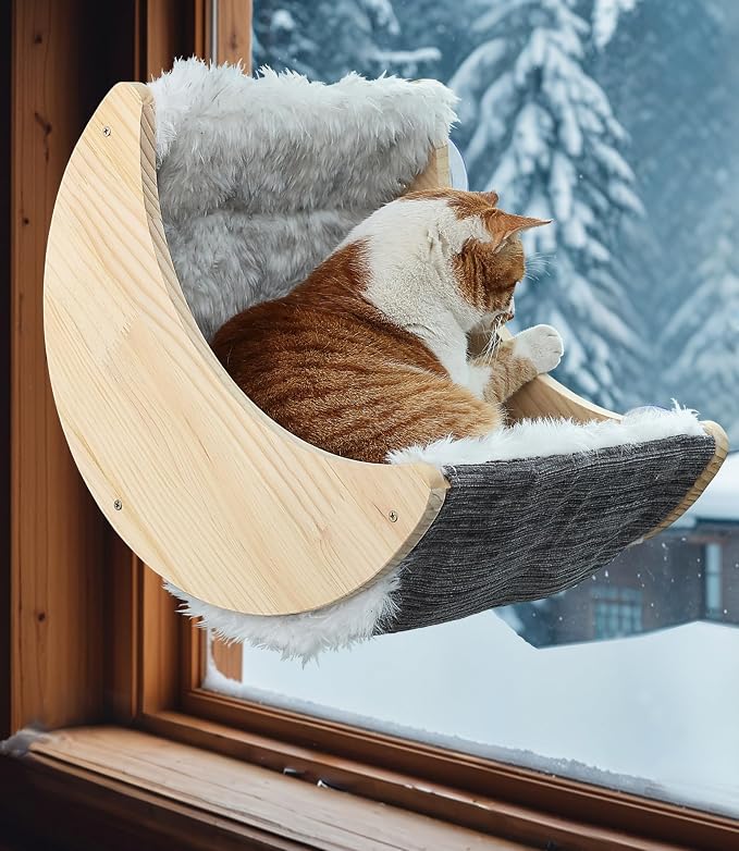 Window Cat Beds with Ultra Plush Hammock, Moon Shelves Mounted with Strong - Image 4