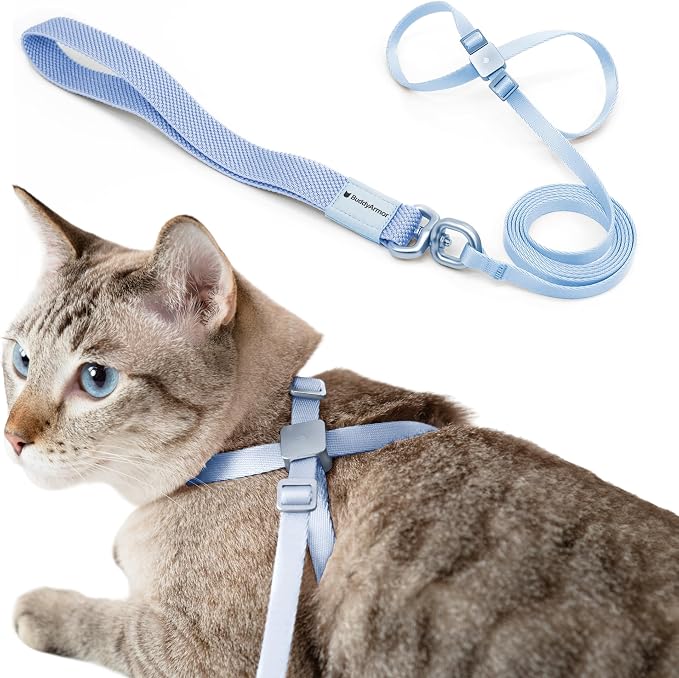 Cat Harness and Leash 2-in-1, Escape Proof Anti-Chocking Harness Adjustable by BuddyArmor