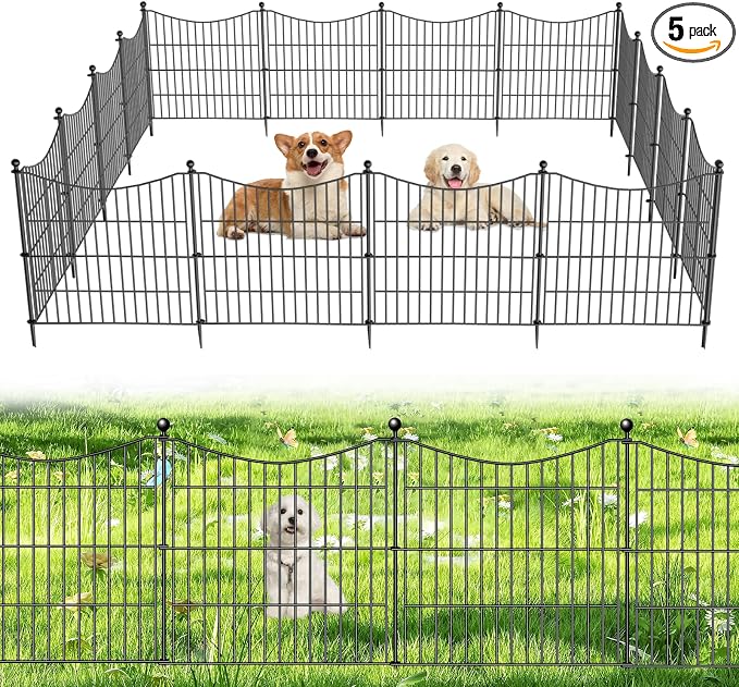 5 Panels No Dig Dog Fence Outdoor by OutdoorFence