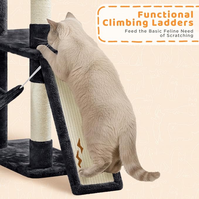 Yaheetech Cat Tree, 82.5in Extra Large Tower w/Cute Perches, Cozy Condo - Image 5
