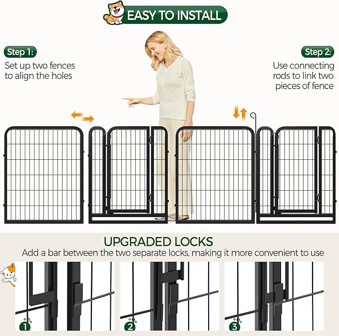 Yaheetech Dog Playpen Outdoor, 32 inch 8 Panels Dog Pen Indoor Heavy Duty Puppy - Image 8
