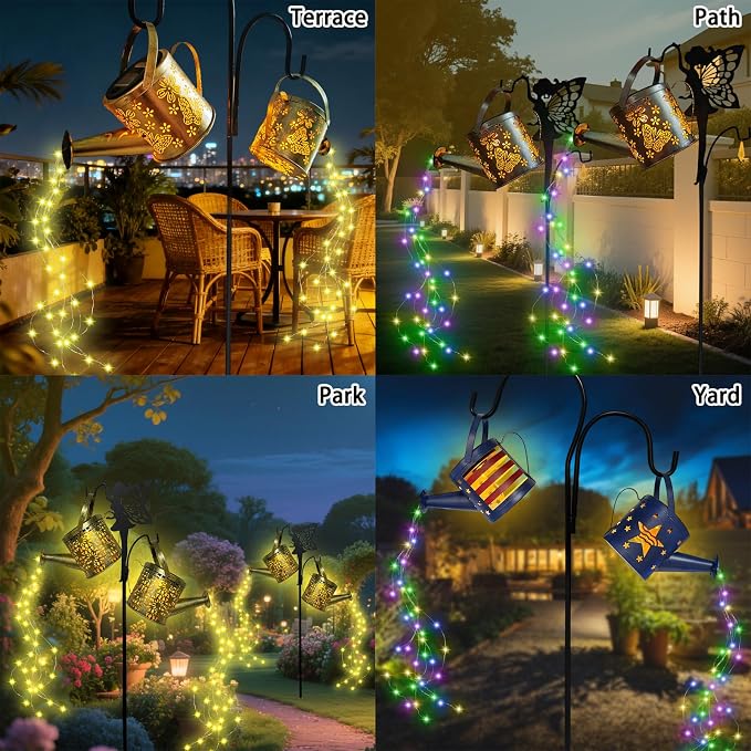 DDQ Solar Watering Can Lights, Warm White/Color LED - Image 7